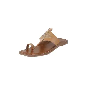 Mochi Women Chikoo Flat Kolhapuri Chappal UK/5 EU/38 (32-932)