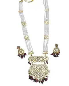 Bavaliya Hub Jewels Royal Antique Rajwadi Long Rani Haar Sets for Women, Indian Bridal Necklace and Earrings Set, Gold