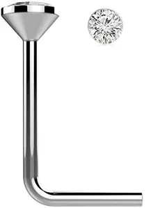 Via Mazzini Pure 925 Sterling Silver 1.5mm Round Crystal Silver Nose Stud for Women and Girls (NR0112)