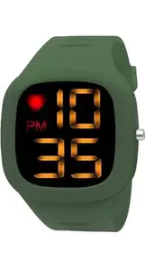 Silver Giraph Digital Display Silicone Strap Casual Watch for Men, Women, Green; [SGRP011]