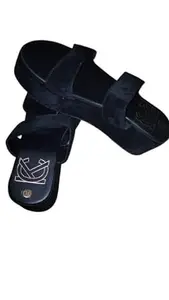 KANHA CREATIONS Platform Women's Wedge Heel Sandals Slipper For Women Ladies Girls wedges for women stylish latest Ladies Heels Girls Chappal Daily use Home Soft Slip-on Slipper Black-5