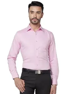Raymond Men Slim Fit Structure Pattern Pure Cotton Semi Cutaway Collar Full Sleeve Formal Shirt
