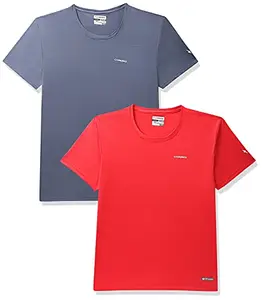 Charged Endure-003 Chameleon Spandex Knit Round Neck Sports T-Shirt Light-Grey Size 2Xl And Charged Energy-004 Interlock Knit Hexagon Emboss Round Neck Sports T-Shirt Red Size 2Xl