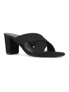 Inc.5 Womens Black Solid Round Toe Party Wear Block Heels Sandals
