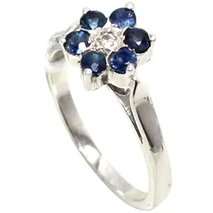 Rajasthan Gems Ring 925 Sterling Silver Natural Precious Blue Sapphire Neelam Gem Stone Gemstone & Real Diamonds Diamond Women Handmade Gift k853
