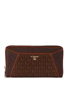 Da Milano Genuine Leather Brown Zip Around Womens Wallet (10092A)