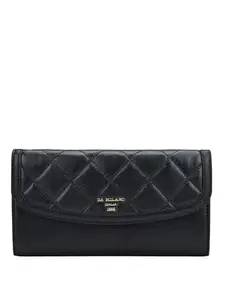 Da Milano Flap Leather Wallet for Women - Black