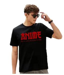 Drizzle CLICKS Anime Quote Printing T-Shirts for Men Collection | Mens Anime Tshirt | Regular Fit,Halfsleeve & Roundneck T-Shirt (S,M,L,XL,2XL Size Tshirt) (Medium, Black)