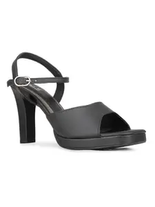 Inc.5 Womens Black Solid Square Toe Party Wear Stiletto Heels Sandals