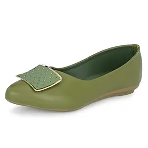 Flavia Women Ballet Green Ain/38 8UK