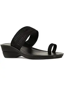 Bata Women's Wedge Heel Sandal - BLACK (4 UK) (5716133)