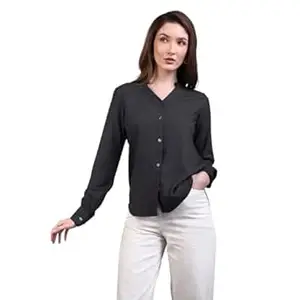 Urbano Fashion Women's Modal Viscose Full Sleeve Regular Fit Casual Solid Shirt with Mandarin Collar