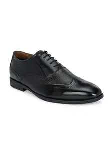 ALBERTO TORRESI Men's Brogues Formal Shoes: Synthetic with TPR Sole, Lace-up Closure for Comfortable and Stylish Office Wear - Black - 8 UK/India