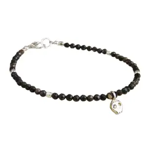 RRJEWELZ Black Ethiopian Opal Bracelet for Men & Women – 3mm Round Faceted Black Beads – 7 inch adjustable with Silver Plated Clasp – Healing, Fashion, Gift, Spiritual, Yoga|LCBR_RR_01006