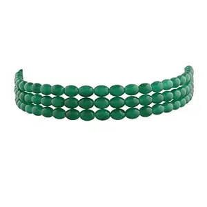Amazon Brand - Nora Nico Nora Nico Gold Plated Handcrafted 3 Layer Light Weighted Emerald Pearl Choker Necklace Jewellery SetFor Women/Girls (ML251G) (Pack of 1)