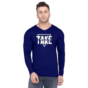 ALLEN BLACK Men's Round Neck T-Shirt, (AB_ T-Shirt_ S_2576_BZR) Navy