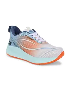 AADI Men's White Orange Comfortable Lightweight Outdoor Lace Up Classy Running Walking & Gym Casual Sport Shoes