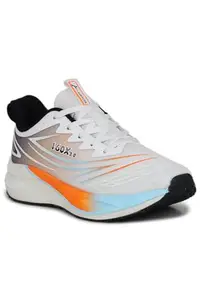 ABROS Pulsemove Running Sports Shoes Breathable Upper Mesh with Phylon Sole Memory Foam Insole Casual Walking & Gym Shoes for Mens (White/D.Grey 7)