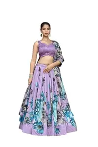 Women's Floral & Patola Print With Foil Work Dolla silk Lehenga Choli Whit Unstitched Blouse | Designer Ethnic Wear Semi Stitched Wedding Special Foil Work Lehenga Choli