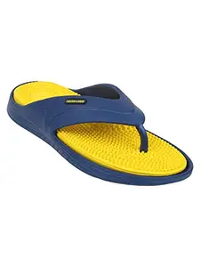 Carlton London Men's Flip Flops, Navy-Yellow, 9