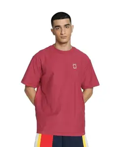 Puma Men's Solid Regular Fit T-Shirt (623058_Club Red