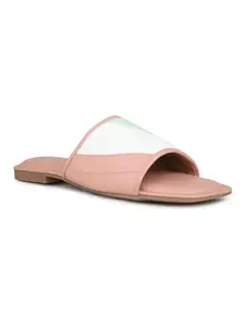 Inc.5 Womens Peach Casual Transparent One Toe Flats Mules