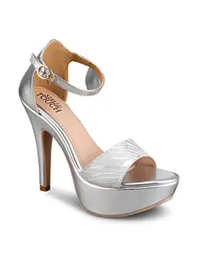 Shuz Touch Women Latest Casual Fashion Stiletto High Heel Sandal Sandal - Silver | Size : 2
