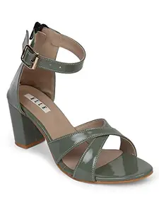 Elle Women's Heels Sandal, Green, 4