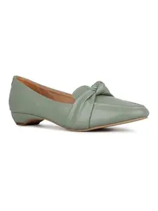 Inc.5 Womens Green Solid Pointed Toe Flat Ballerinas