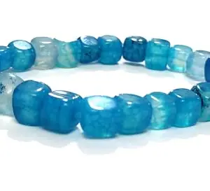 ASTROGHAR Natural Blue Onyx Square SHaped Crystal Lucky Charm Protection Bracelet For Men And women