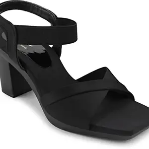 JM LOOKS Fashion Casual Block Heels Sandals With Solid Comfortable Sole For Womens & Girls YG-18-Black-41-X