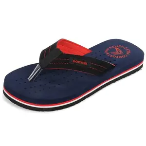 DOCTOR EXTRA SOFT Slipper Care Orthopaedic and Diabetic Comfort Doctor Slipper, Flip-Flop, Cushion, Slides and House Slipper for Men's and boys ULTRA SOFT D-28-NAVY/RED-13 UK