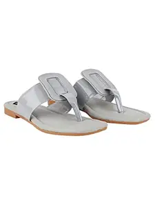 Shoetopia Women abd Girls Grey Flat Sandal