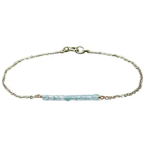 LKBEADS Aquamarine Bracelet with Silver Plated Clasp – 2mm Rondelle Beads – Faceted Cut – 7 inch – Healing, Fashion, Gift, Spiritual, Yoga|LK_STACK_00676