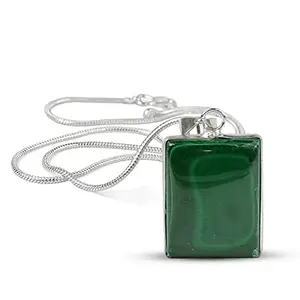 Reiki Crystal Products AAA Malachite Pendant Square Shape Crystal Stone Locket/Pendant with Metal Chain for Reiki Healing and Crystal Healing Gemstone for Unisex (Color : Green)