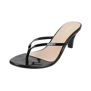 Mochi Women's Black Thong Strap Kittne Heel Casual Fashion Sandals UK/5 EU/38 (40-2527)