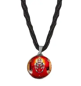 Big Size Unisex Round Dual Side Jai Shri Baba Khatu Shyam/barbarika Ji Locket Pendant Charm Necklace With Cotton Thread Dori