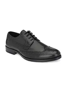 San Frissco Men's Formal Shoes Solid Lace Up Leather Oxfords Brogues Office Wear Footwear Soft Cushioned Footbed with TPR Sole Lightweight, Flexible and Stylish for Wedding and Parties - 11 (Black)