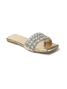 iconics Women Sandal,Gold,UK-8