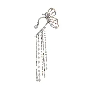 VeroniQ Trends-Fashion Ear Cuffs In Zircon Diamond Long Tassel Butterfly Earrings For Women Girls-1 Qty (Right Ear)
