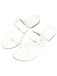 Bagadiya Trading Walktrendy Womens Synthetic White Open Toe Flats - 6 UK (Wtwf459_White_39)