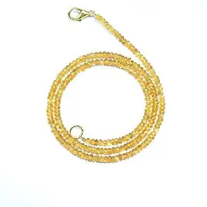 Zoya Gems & Jewellery Natural AAA quality 1 Strand 4mm Citrine Rondelle Faceted Gemstone Beads 18'' inch Necklace For Girls & Women.