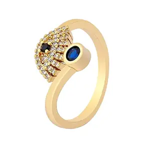 ZIVOM® Evil Eye Blue Gold Cubic Zirconia Copper Adjustable Free Size Band Ring Women