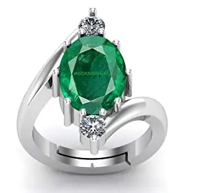 KIRTI SALES Certified Emerald Panna 12.25 Ratti Panchdhatu Adjustable Silver Plating Ring for Astrological Purpose Men & Women