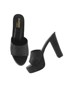 Shoetopia Women's Heeled Sandal-7 Kids UK (Silk-Black)-EU40