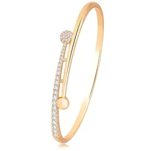 Peora Gold Plated Cubic Zirconia Studded Openable Bracelet Kada Contemporary Stylish Fashion Jewellery for Women Girls