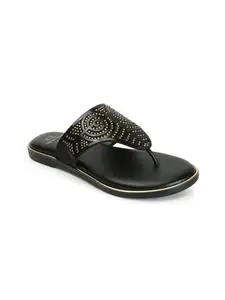Carlton London Women's Slip On Flat Sandals Colour-Black, Size-UK 4