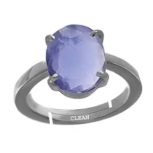 Clean Gems Iolite/Neeli 3.25 Ratti or 3 Carat Astrological Certified Natural Gemstone bis Hallmark 925 Sterling Silver Adjustable Ring for Women - 2vclsl4325