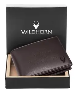 WildHorn Wallet for Men Leather Original, Mens Wallet, Leather Wallets for Men Stylish, Bi-Fold Wallets for Man, 9 Card Slots, Secret Card Slots, Coin Pocket, Gift for Mens (Brown)