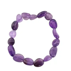 AAMRAPALI SILVER GEMS AAMRAPALI Natural Amethyst Freeform Gemstone Bracelet - Metal Free, 6-8mm - Purple Healing Crystal | Stone Beads Bracelet | Focus on Heart Chakra | Stunning Gem Patterns Tones | Elevate your style and